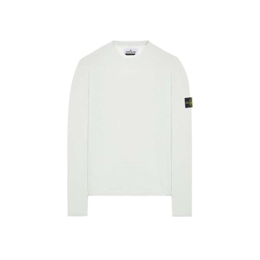 Pull col rond STONE ISLAND coton nylon blanc Badge Rose des vents