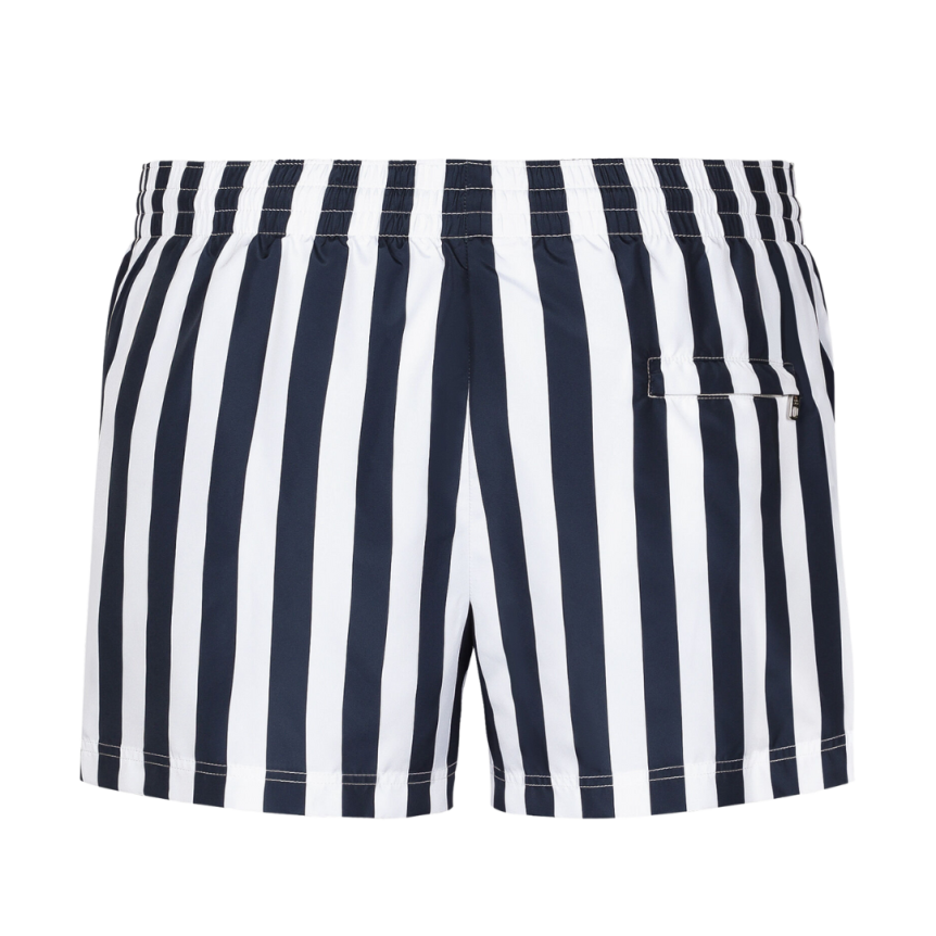 Short de bain DOLCE & GABBANA nylon blanc rayures bleu marine