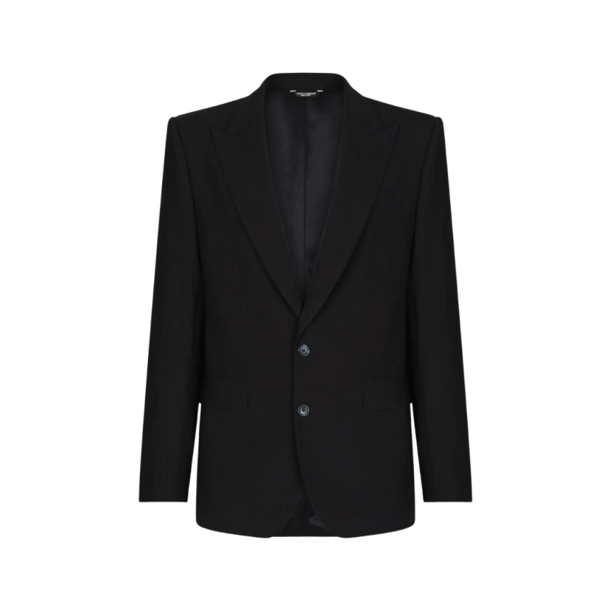 Costume Smoking DOLCE & GABBANA laine vierge micro caviar bleu nuit