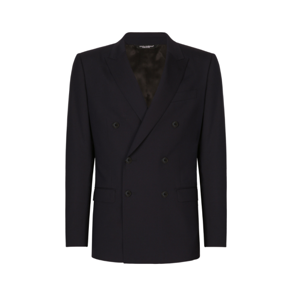Costume croisé DOLCE & GABBANA laine stretch bleu marine