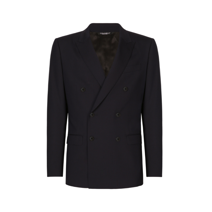 Costume croisé DOLCE & GABBANA laine stretch bleu marine