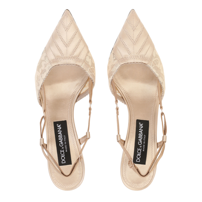 Escarpins Slingback DOLCE & GABBANA Cardinale satin façon corset nude