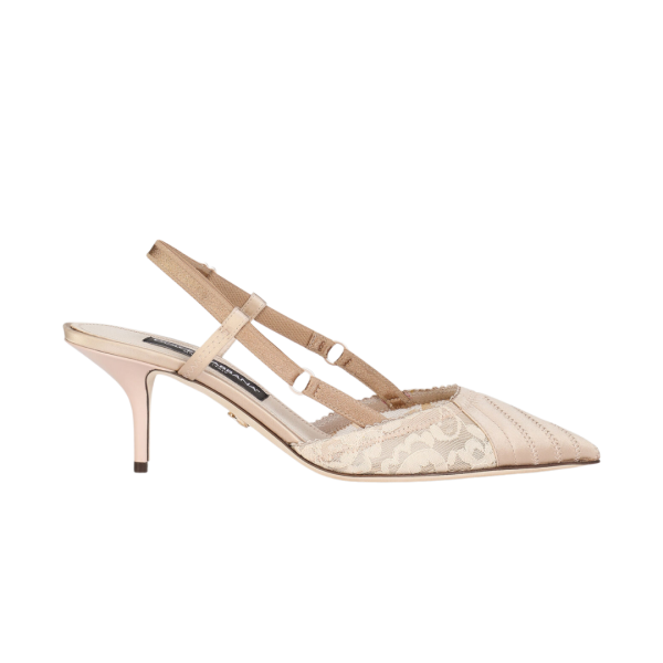 Escarpins Slingback DOLCE & GABBANA Cardinale satin façon corset nude