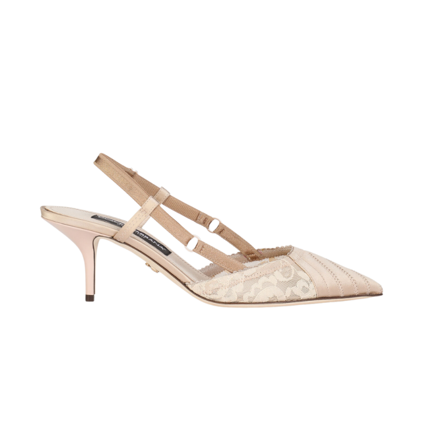 Escarpins Slingback DOLCE & GABBANA Cardinale satin façon corset nude