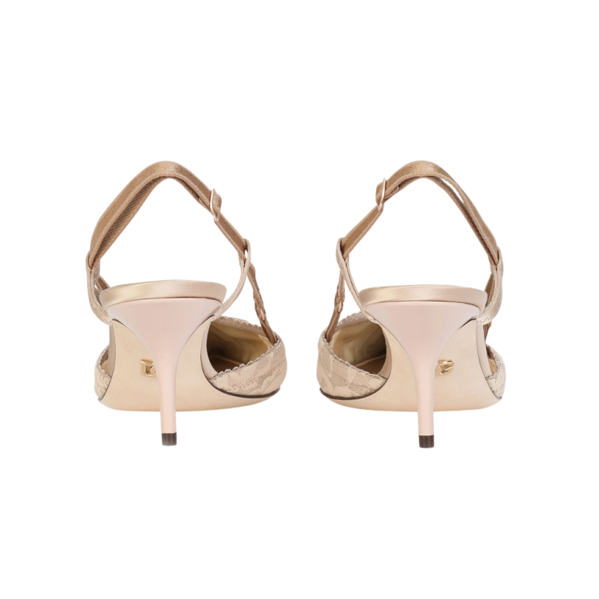 Escarpins Slingback DOLCE & GABBANA Cardinale satin façon corset nude