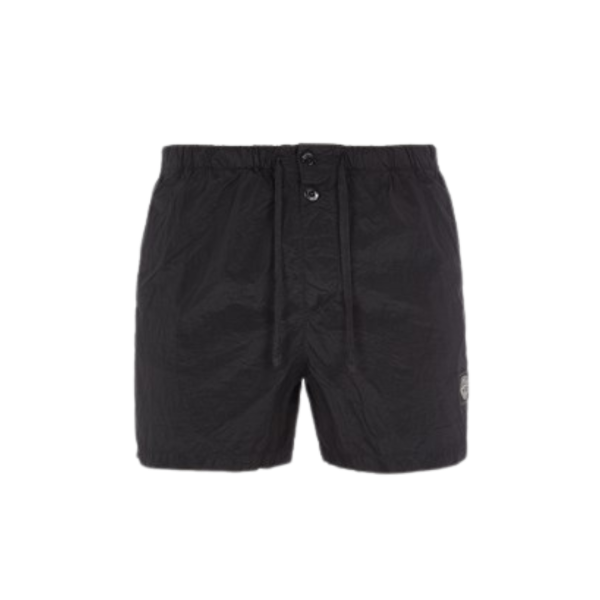 Short de bain STONE ISLAND nylon noir boutons cordon