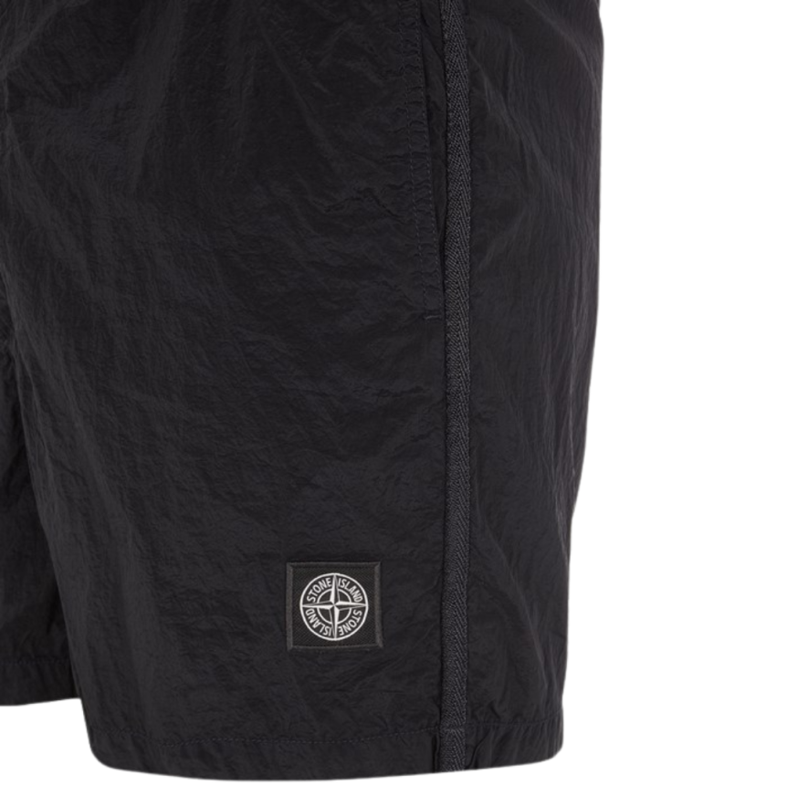 Short de bain STONE ISLAND nylon noir boutons cordon