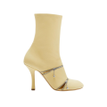Bottines cuir nappa beige zip argenté talon aiguille