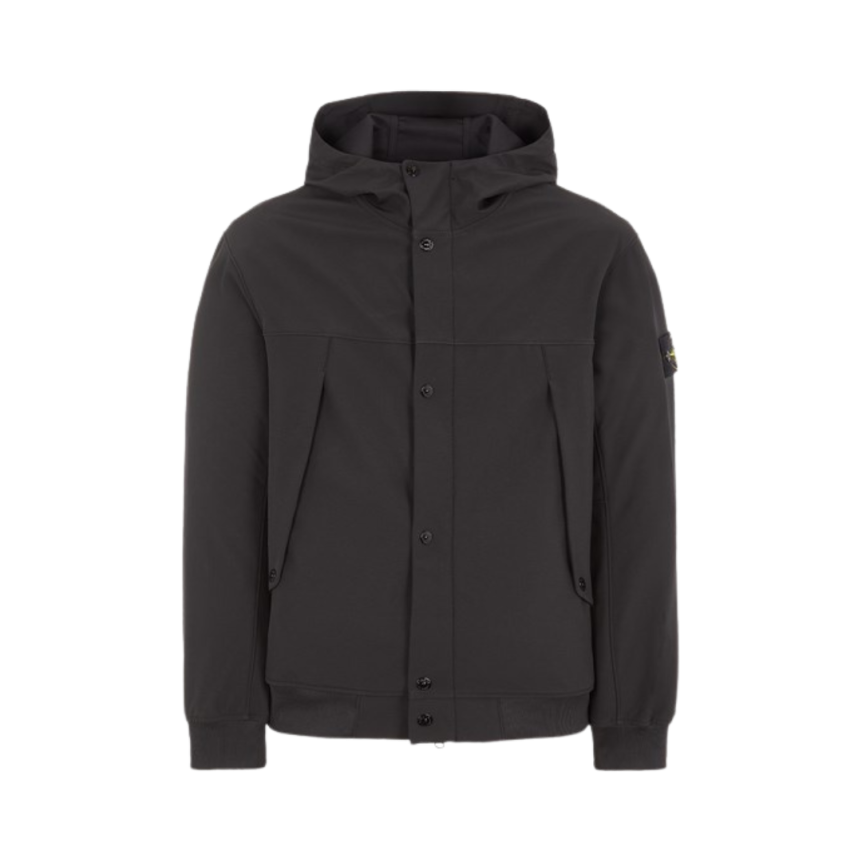 Blouson à capuche STONE ISLAND coton noir Softshell bouton pression