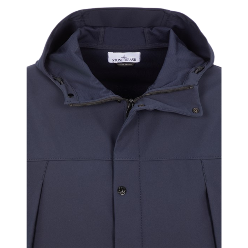 Blouson à capuche STONE ISLAND coton bleu marine Softshell bouton pression
