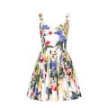 Robe courte corset bretelles coton blanc imprimé fleuri multicolore