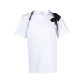 T-shirt manche courte coton blanc effet harnais noir