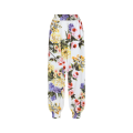 Pantalon ballon popeline coton blanc imprimé jardin fleurs multicolore