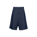 Short bermuda large jeans denim coton bleu logo métal