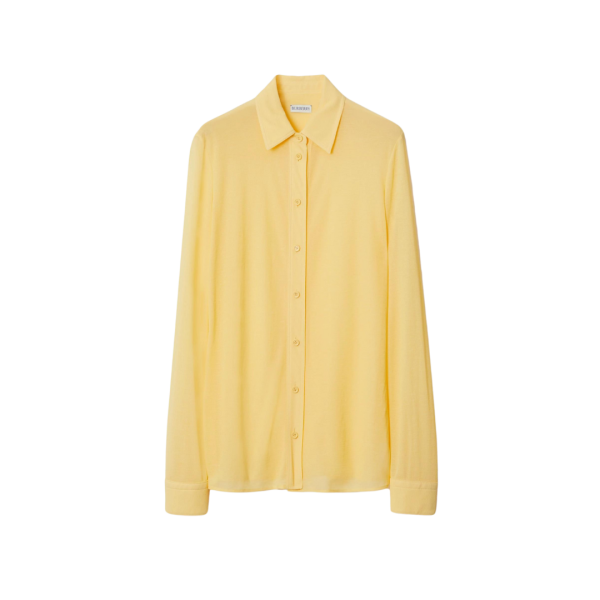 Chemise BURBERRY manche longue col en pointe jersey viscose jaune jonquille