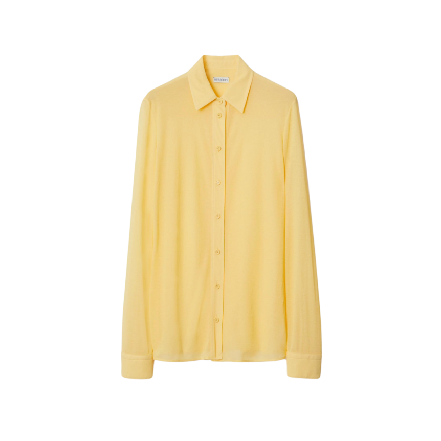 Chemise BURBERRY manche longue col en pointe jersey viscose jaune jonquille
