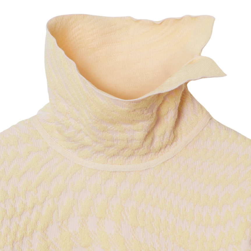 Pull BURBERRY col montant laine mélangée pied de poule rose jaune