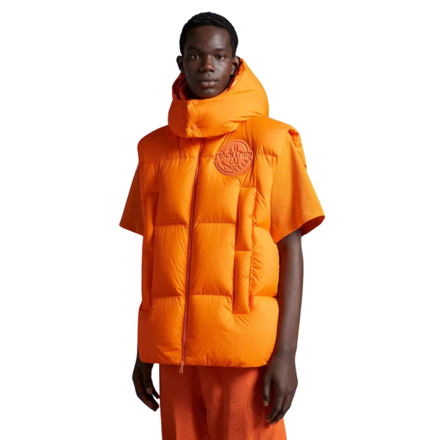 Gilet sans manche doudoune Apus nylon orange logo Moncler x Roc Nation by Jay-Z
