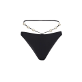 Bas maillot de bain taille haute noir perles lien à nouer