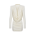 Mini-robe drapée manches longues viscose crème col bénitier