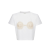 T-shirt soutien gorge coton blanc crochet beige