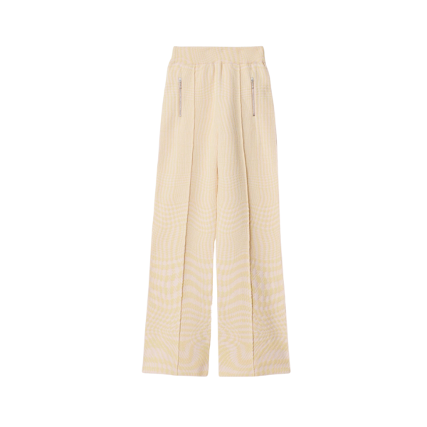 Pantalon en laine mélangée BURBERRY pied-de-poule déformé rose jaune