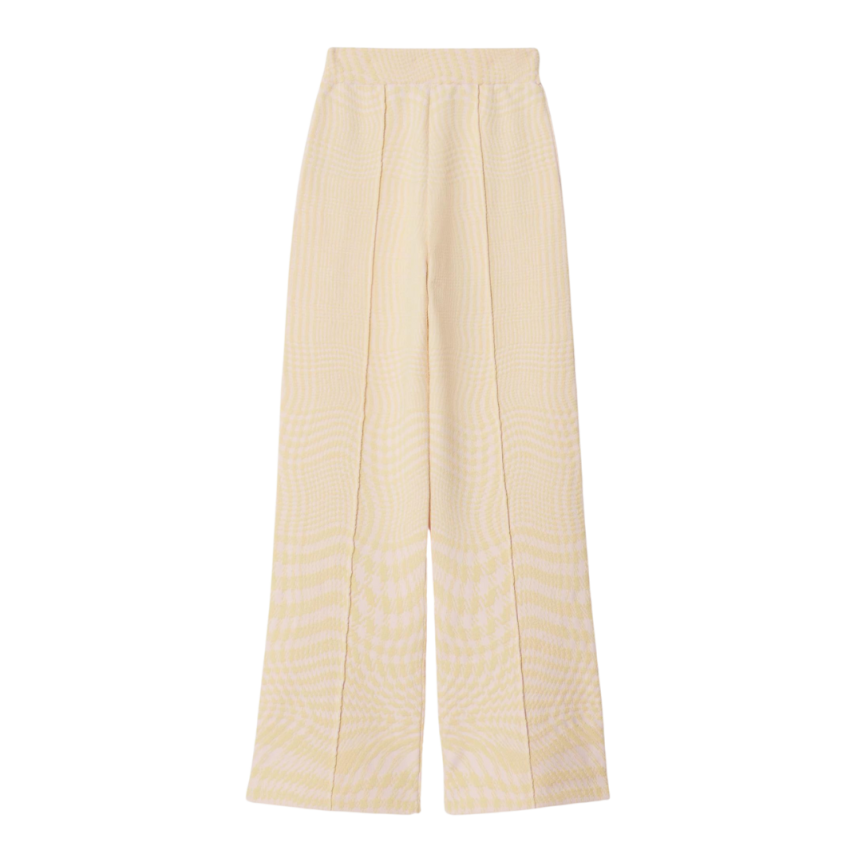 Pantalon en laine mélangée BURBERRY pied-de-poule déformé rose jaune