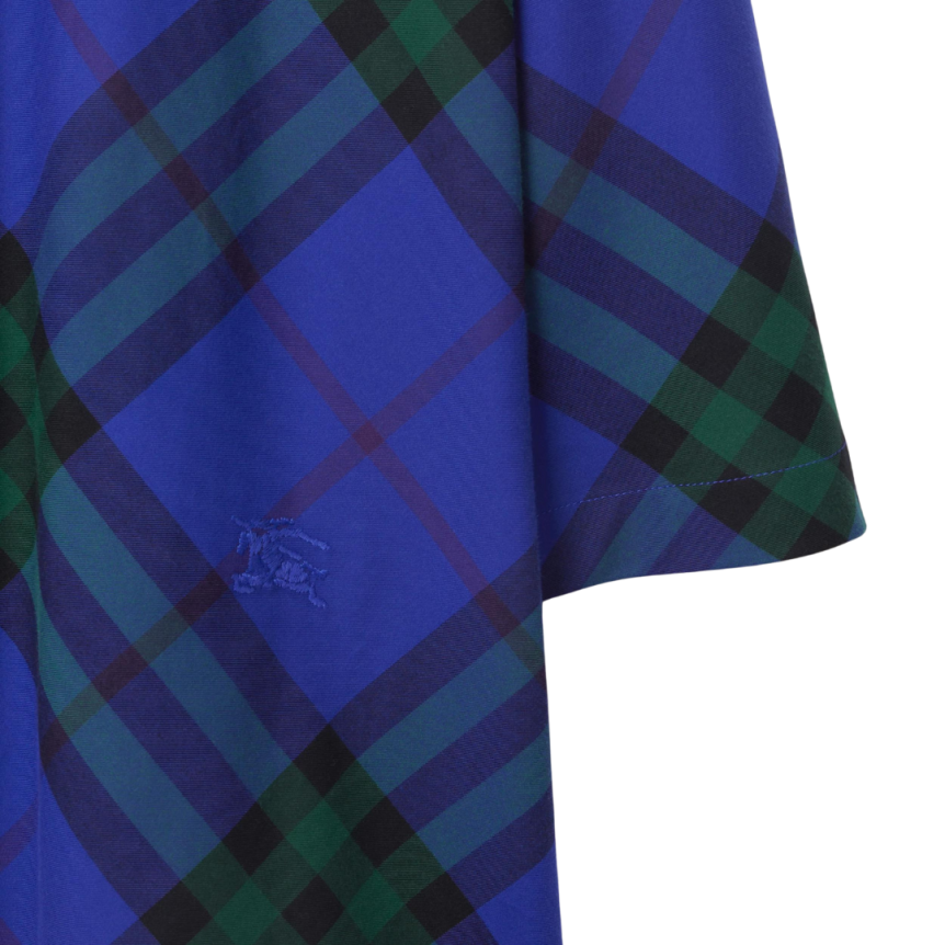 Chemise en coton BURBERRY bleu roi à carreaux check vert