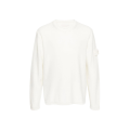 Pull col rond coton cachemire côtelé blanc Ghost