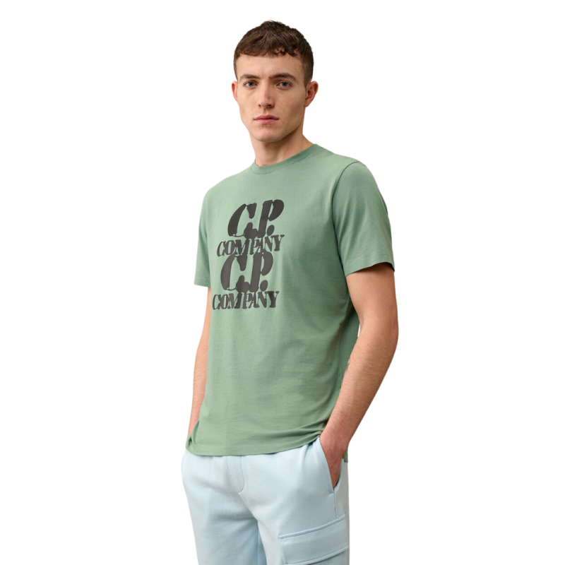 T-shirt col rond coton vert...