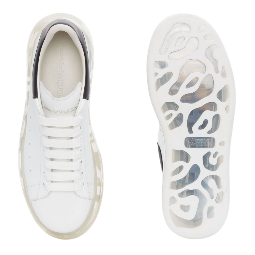 Sneakers ALEXANDER MCQUEEN Oversize cuir blanc talon noir semelle transparente