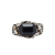 Bague Ivy Skull argent vieilli Pierre noire