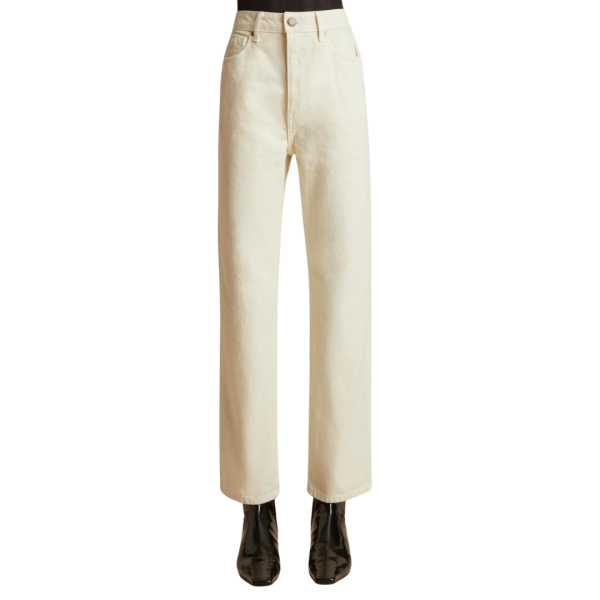 Jeans taille haute KHAITE Abigail droit denim écru