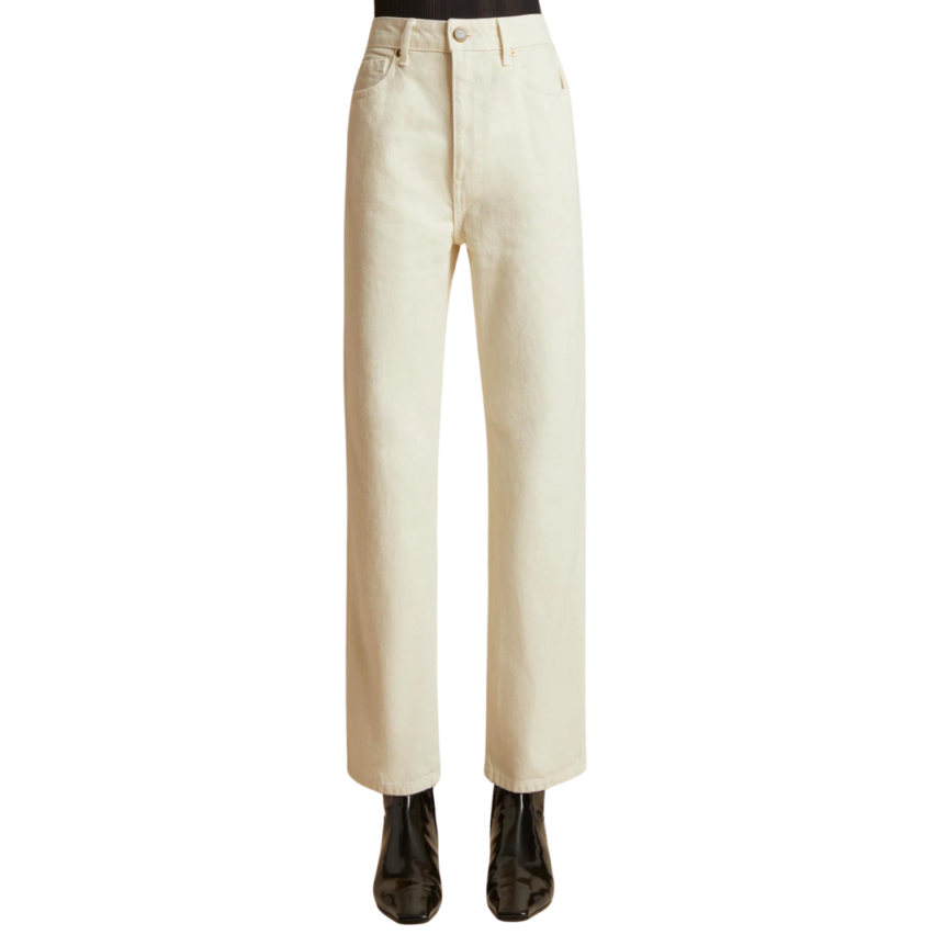 Jeans taille haute KHAITE Abigail droit denim écru