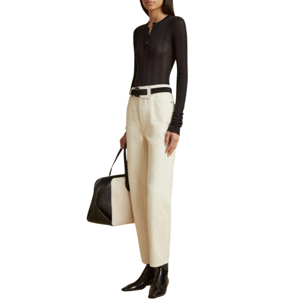 Jeans taille haute KHAITE Abigail droit denim écru