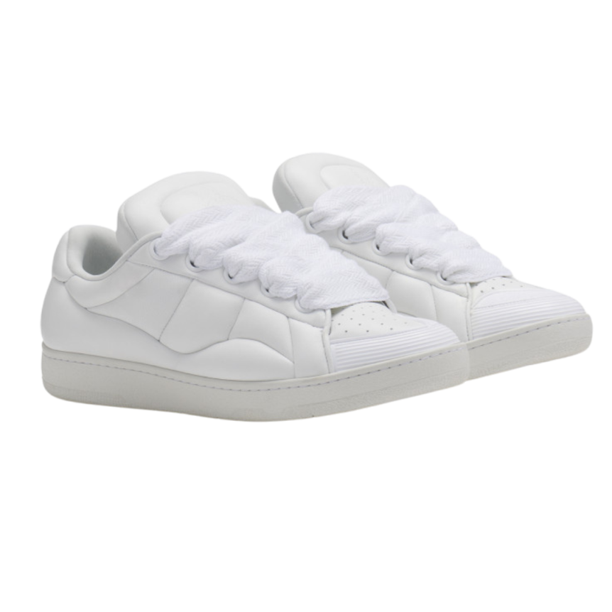 Sneakers baskets LANVIN oversize Curb XL cuir veau blanc