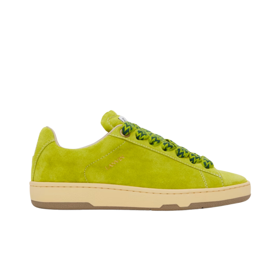 Sneakers baskets LANVIN Curb Lite cuir veau vert Absinthe
