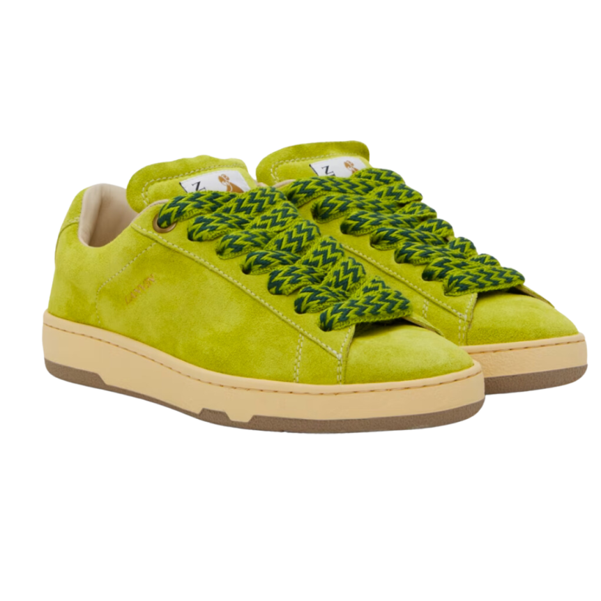 Sneakers baskets LANVIN Curb Lite cuir veau vert Absinthe