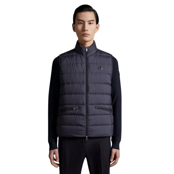 Gilet doudoune fine sans manches Lechtal bleu marine logo noir Moncler Grenoble