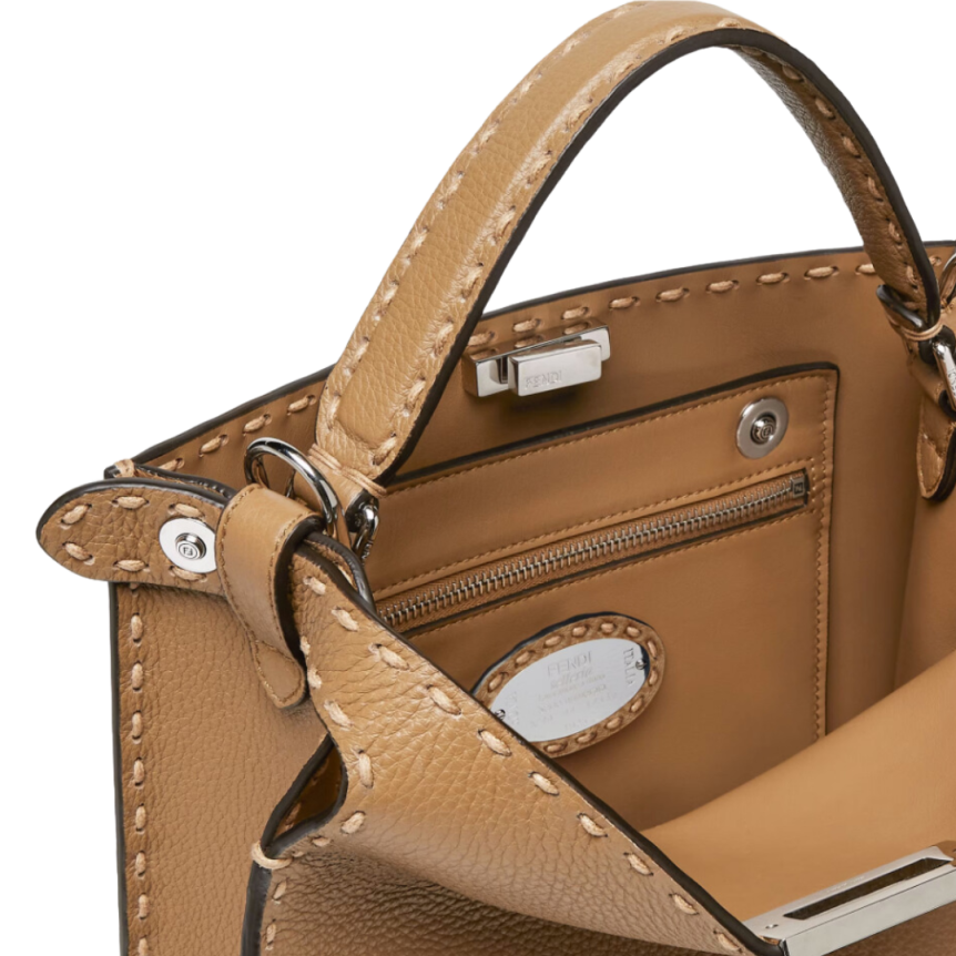 FENDI Peekaboo ISeeU X-Lite Small Sac cuir Selleria beige