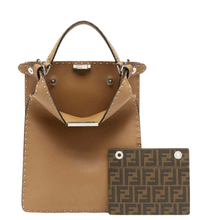 FENDI Peekaboo ISeeU X-Lite Small Sac cuir Selleria beige