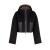 Blouson Veste zippée réversible capuche laine noire poches cuir