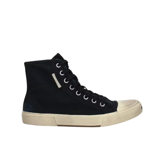 Sneaker BALENCIAGA Paris High Top coton déchiré noir gomme noire