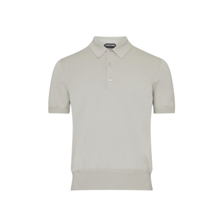 Polo manche courte TOM FORD coton gris pale