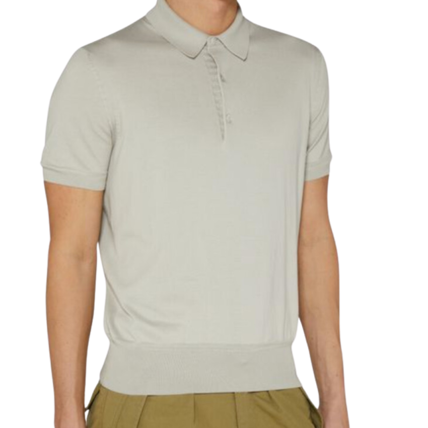 Polo manche courte TOM FORD coton gris pale
