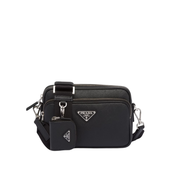 Sac porté épaule PRADA cuir Saffiano noir bandouliere