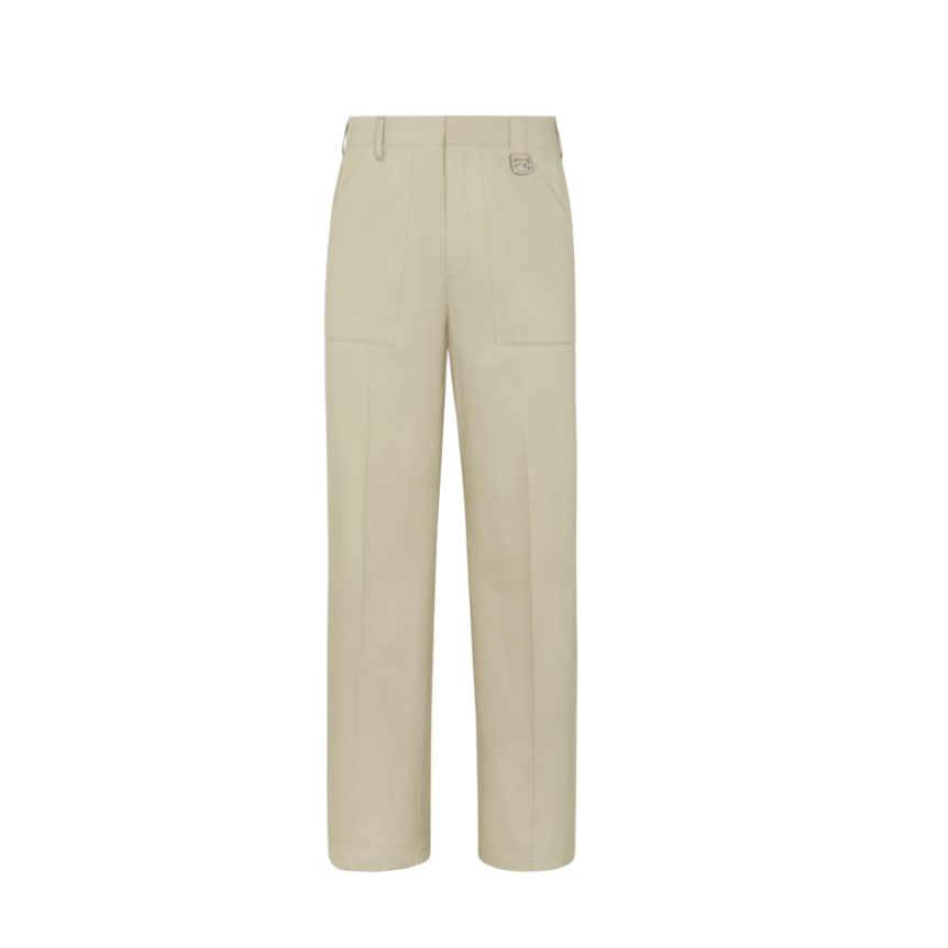 Pantalon FENDI coton enduit beige Made in Fendi