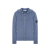 Sweat-shirt à capuche cardigan zippé coton bleu jeans flammé