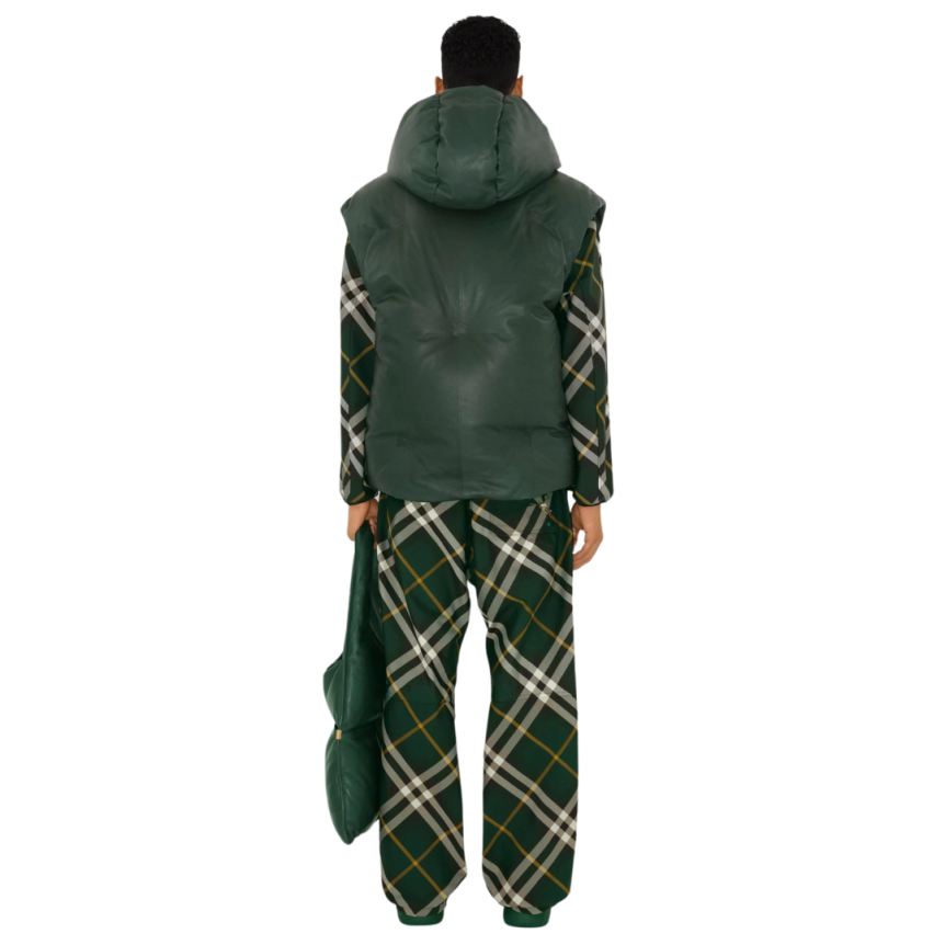 Pantalon à carreaux BURBERRY nylon check vert jaune