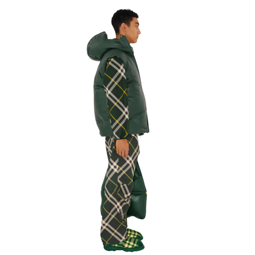 Pantalon à carreaux BURBERRY nylon check vert jaune